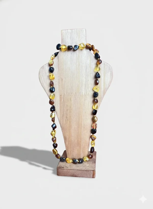 Yetişkin Kehribar Kolye – 60 cm Koyu Açık Taşlı Yamuk – kehribar kolye yetişkin